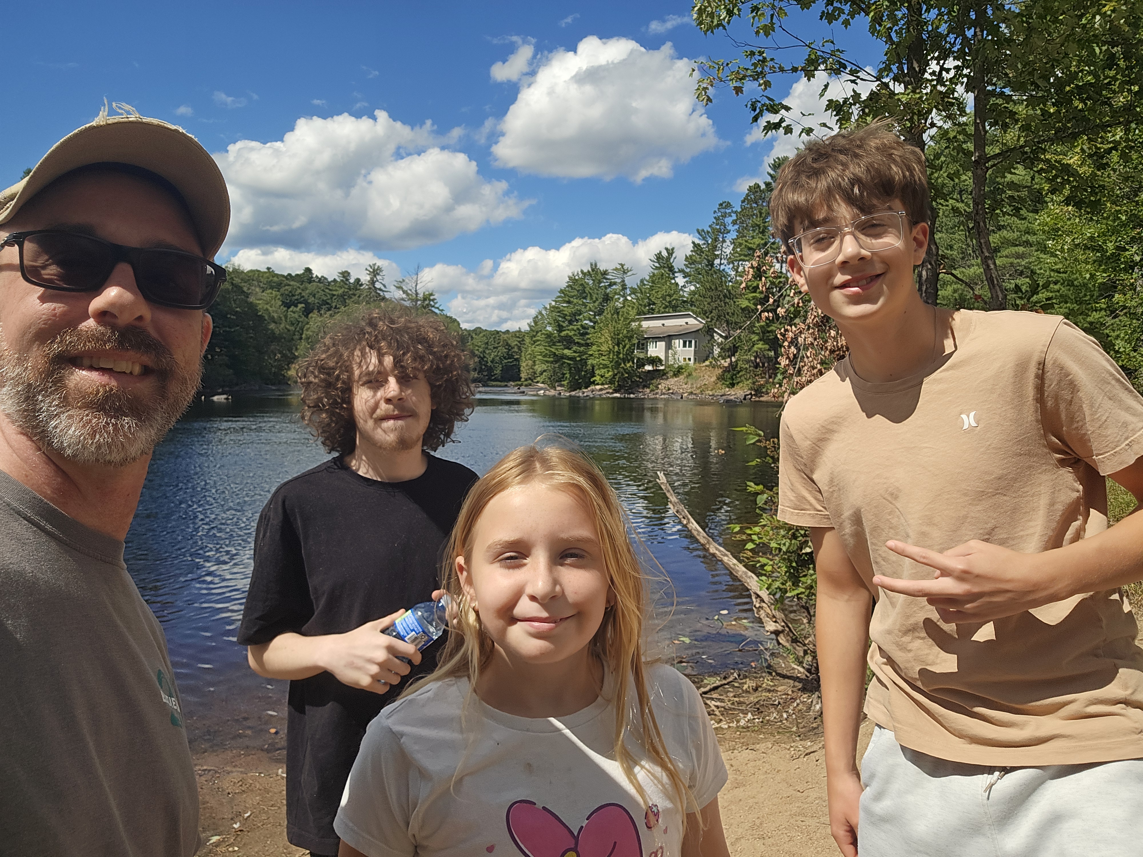 Kyle Clouthier with his three children in Petawawa, Ontario